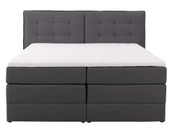 Conjunto Boxspring Cabeceira De Cama + Sommiers Com Arrumação + Colchão + Sobrecolchão, 160 X 200 Cm, Tecido Antracite - Perama Da Palacio