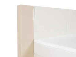 Conjunto Boxspring Completo Cabeceira Com Leds + Sommiers + Colchão + Sobrecolchão Asti De Ysmee - 180 X 200 Cm - Pele Sintética - Creme E Branco
