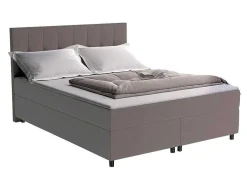 Conjunto Boxspring Completo Cabeceira + Sommiers + Colchão + Sobrecolchão Siero Da Ysmee - 180 X 200 Cm - Tecido - Cinzento