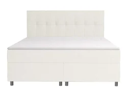 Conjunto Boxspring Completo Cabeceira + Sommiers + Colchão + Sobrecolchão Siero Da Ysmee - 160X 200 Cm - Tecido - Marfim