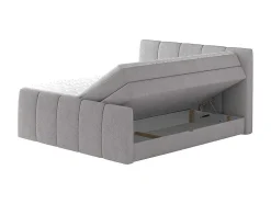 Conjunto Boxspring Completo Cabeceira De Cama + Sommiers Com Bau + Colchão + Sobrecolchão Verone - Cinza-Claro - 160X200 Cm