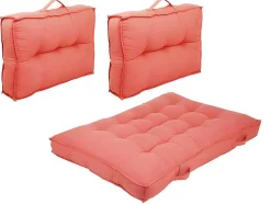 Conjunto 1 Colchão + 2 Almofadas Para Palates Em Algodao Cor Coral - Baila