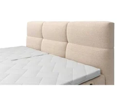 Conjunto Completo Boxspring, Cabeceira De Cama Acolchoada + Sommiers Articulados Eletricos + Colchão + Sobrecolchão 2X90X200 Cm Tecido Bege - Lodi Da Palacio