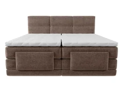 Conjunto Completo Boxspring Cabeceira De Cama Acolchoada + Sommiers Articulados Eletricos + Colchão + Sobrecolchão 2X80X200 Cm Tecido Castanho - Lodi De Palacio