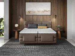 Conjunto Completo Boxspring Cabeceira De Cama Acolchoada + Sommiers Articulados Eletricos + Colchão + Sobrecolchão 2X80X200 Cm Tecido Castanho - Lodi De Palacio