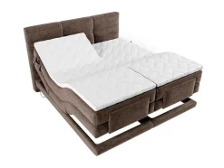 Conjunto Completo Boxspring Cabeceira De Cama Acolchoada + Sommiers Articulados Eletricos + Colchão + Sobrecolchão 2X80X200 Cm Tecido Castanho - Lodi De Palacio