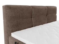 Conjunto Completo Boxspring Cabeceira De Cama Acolchoada + Sommiers Articulados Eletricos + Colchão + Sobrecolchão 2X80X200 Cm Tecido Castanho - Lodi De Palacio
