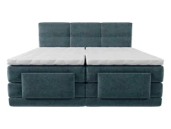 Conjunto Completo Boxspring Cabeceira De Cama Acolchoada + Sommiers Articulados Eletricos + Colchão + Sobrecolchão 2X90X200 Cm Tecido Azul - Lodi De Palacio