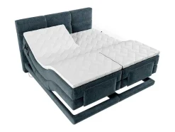 Conjunto Completo Boxspring Cabeceira De Cama Acolchoada + Sommiers Articulados Eletricos + Colchão + Sobrecolchão 2X80X200 Cm Tecido Azul - Lodi De Palacio