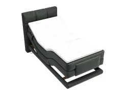 Conjunto Completo Boxspring, Cabeceira De Cama Acolchoada + Sommiers Articulados Eletricos + Colchão 100X200 Cm Tecido Antracite - Lodi Da Palacio