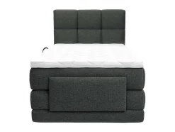 Conjunto Completo Boxspring, Cabeceira De Cama Acolchoada + Sommiers Articulados Eletricos + Colchão 100X200 Cm Tecido Antracite - Lodi Da Palacio