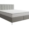 Conjunto Completo Boxspring Com Cabeceira Estofada + Sommier + Colchão + Sobrecolchão 180 X 200 Cm Tecido Cinza-Claro - Inao De Ysmee