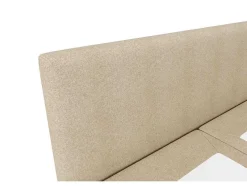 Conjunto Completo Boxspring Com Cabeceira + Sommier + Colchão + Sobrecolchão 160 X 200 Cm Tecido Bege - Onan De Ysmee