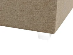 Conjunto Completo Boxspring Com Cabeceira + Sommier + Colchão + Sobrecolchão 160 X 200 Cm Tecido Bege - Onan De Ysmee