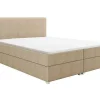Conjunto Completo Boxspring Com Cabeceira + Sommier + Colchão + Sobrecolchão 180 X 200 Cm Tecido Bege - Onan De Ysmee