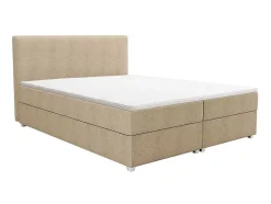 Conjunto Completo Boxspring Com Cabeceira + Sommier + Colchão + Sobrecolchão 180 X 200 Cm Tecido Bege - Onan De Ysmee