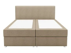 Conjunto Completo Boxspring Com Cabeceira + Sommier + Colchão + Sobrecolchão 180 X 200 Cm Tecido Bege - Onan De Ysmee