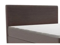 Conjunto Completo Boxspring Com Cabeceira + Sommier + Colchão + Sobrecolchão 160 X 200 Cm Veludo Canelado Castanho - Nara De Ysmee
