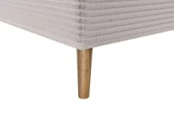 Conjunto Completo Boxspring Com Cabeceira + Sommier + Colchão + Sobrecolchão 160 X 200 Cm Veludo Canelado Bege - Nara De Ysmee