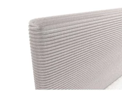 Conjunto Completo Boxspring Com Cabeceira + Sommier + Colchão + Sobrecolchão 160 X 200 Cm Veludo Canelado Bege - Nara De Ysmee