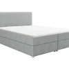 Conjunto Completo Boxspring Com Cabeceira + Sommier + Colchão + Sobrecolchão 160 X 200 Cm Tecido Cinza-Claro - Onan De Ysmee