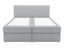Conjunto Completo Boxspring Com Cabeceira + Sommier + Colchão + Sobrecolchão 180 X 200 Cm Tecido Cinza-Claro - Onan De Ysmee