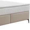 Conjunto Completo Boxspring Com Cabeceira Estofada + Sommier + Colchão + Sobrecolchão 180 X 200 Cm Tecido Bege - Inao De Ysmee