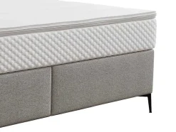Conjunto Completo Boxspring Com Cabeceira Estofada + Sommier + Colchão + Sobrecolchão 160 X 200 Cm Tecido Cinza-Claro - Inao De Ysmee