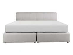 Conjunto Completo Boxspring Cabeceira De Cama + Sommier Com Leds + Colchão 160X200 Cm Tecido Cinza - Otaru De Ysmee