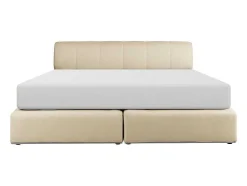 Conjunto Completo Boxspring Cabeceira De Cama + Sommier Com Leds + Colchão 180X200 Cm Tecido Bege - Otaru De Ysmee