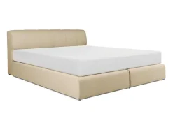 Conjunto Completo Boxspring Cabeceira De Cama + Sommier Com Leds + Colchão 180X200 Cm Tecido Bege - Otaru De Ysmee