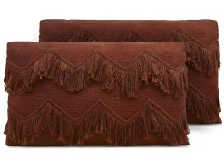 Conjunto De 2 Almofadas 100% Algodao Com Franjas De 30 X 50 Cm Cor Terracota - Bonel