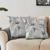 Conjunto De 2 Almofadas Com Motivos Palmeiras Em Algodao 45 X 45 Cm Cor Preta E Branca - Palema