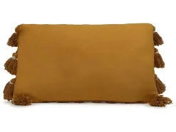 Conjunto De 2 Almofadas Com Pompons - Algodao Tufado - 30 X 50 Cm - Amarelo Mostarda - Aspen