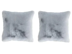 Conjunto De 2 Almofadas Efeito Pelo 100% Poliester 45X45 Cm Cinza - Bunny