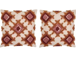 Conjunto De 2 Almofadas Tufadas 45 X 45 Cm Algodao Multicolor - Magna