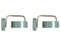 Conjunto De 2 Apliques De Parede Estilo Vintage Em Metal Cor Verde Oliva E Dourado - Otilie