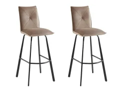 Conjunto De 2 Bancos Altos Em Veludo E Metal Cor Taupe - Indilane