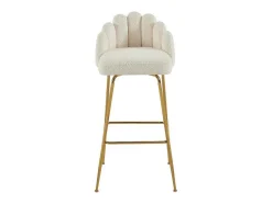Conjunto De 2 Bancos Altos Tecido Boucle E Metal Dourado, Cor Creme - Altinam De Pascal Morabito
