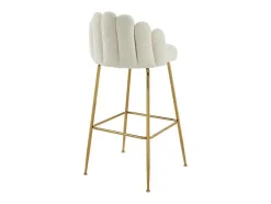 Conjunto De 2 Bancos Altos Tecido Boucle E Metal Dourado, Cor Creme - Altinam De Pascal Morabito