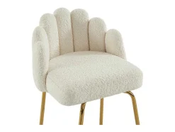 Conjunto De 2 Bancos Altos Tecido Boucle E Metal Dourado, Cor Creme - Altinam De Pascal Morabito