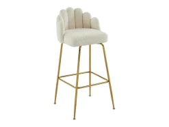 Conjunto De 2 Bancos Altos Tecido Boucle E Metal Dourado, Cor Creme - Altinam De Pascal Morabito