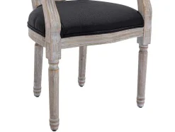 Conjunto De 2 Cadeiras Com Apoios De Bracos Empalhadas, Tecido E Madeira De Hevea Preto - Antoinette
