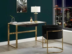 Conjunto De 2 Cadeiras Com Apoios De Bracos Peria De Pascal Morabito - Veludo E Metal - Preto E Dourado