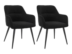 Conjunto De 2 Cadeiras Com Apoios De Bracos Em Tecido E Metal Preto - Heka