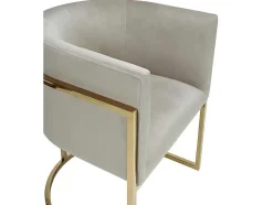 Conjunto De 6 Cadeiras Com Apoios De Bracos, Veludo E Aco Inoxidavel, Bege E Dourado - Peria De Pascal Morabito