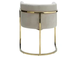 Conjunto De 6 Cadeiras Com Apoios De Bracos, Veludo E Aco Inoxidavel, Bege E Dourado - Peria De Pascal Morabito