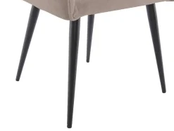 Conjunto De 2 Cadeiras Com Apoio De Bracos Tecido E Metal Preto, Cor Bege - Odilona