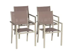 Conjunto De 4 Cadeiras De Aluminio Em Tons - Têxtilene Taupe