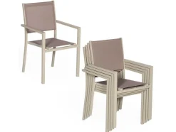 Conjunto De 4 Cadeiras De Aluminio Em Tons - Têxtilene Taupe